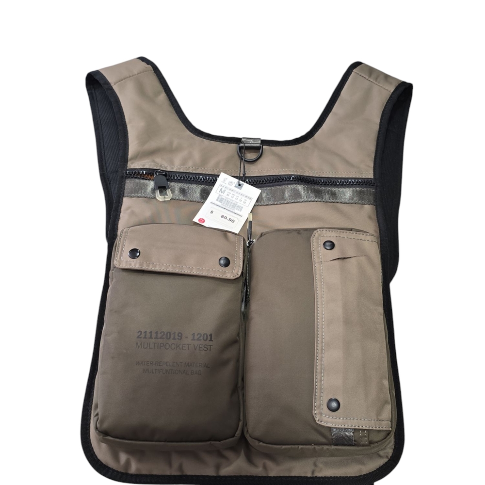 Zara Men's Multi-Pocket Vest - Military Green M